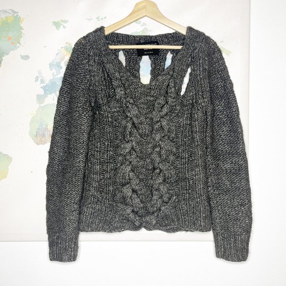 All Saints Sweaters - Allsaints Sweater Size 6 US Hercinia Jumper Gray Chunky Cable Knit Wool Linen